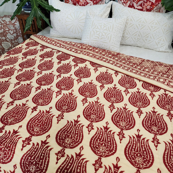 Lotus Red - Queen/King Quilt