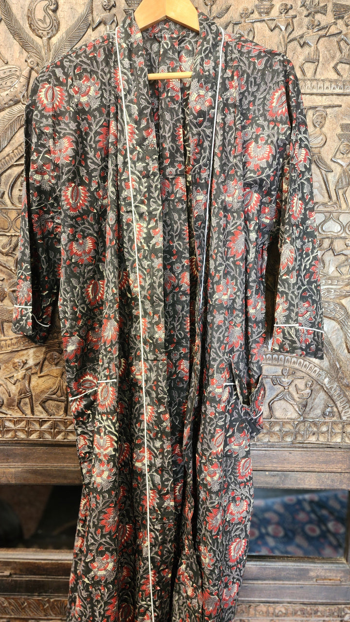 hand printed cotton dressing gown