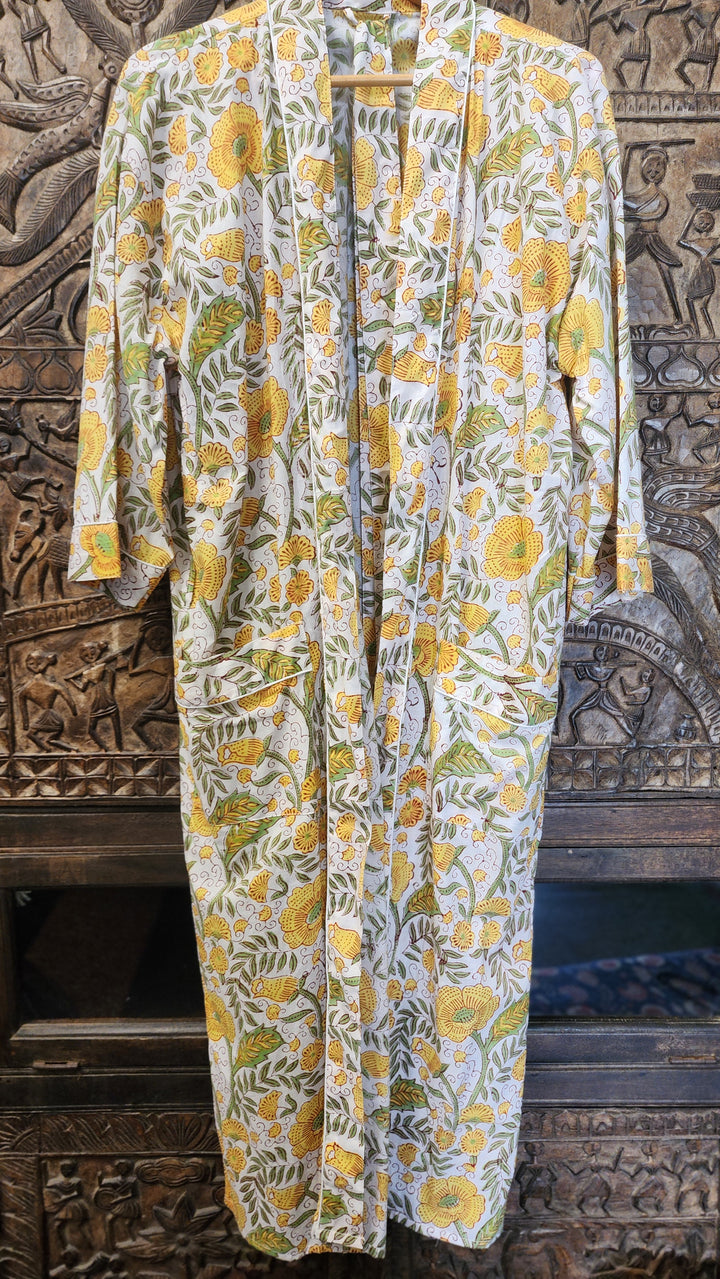 dressing gown - cotton yellow