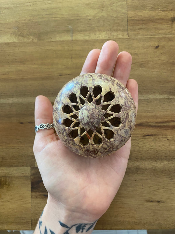 Incense Dish with Lid - Carved Stone