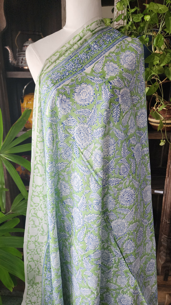 Green and blue cotton sarong