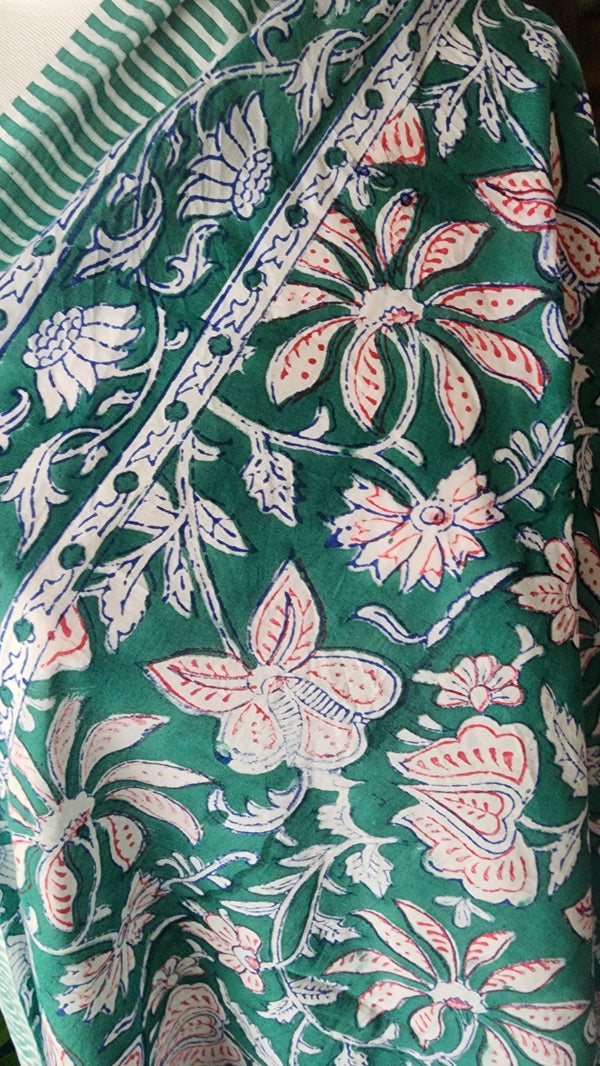 Green cotton sarong close up
